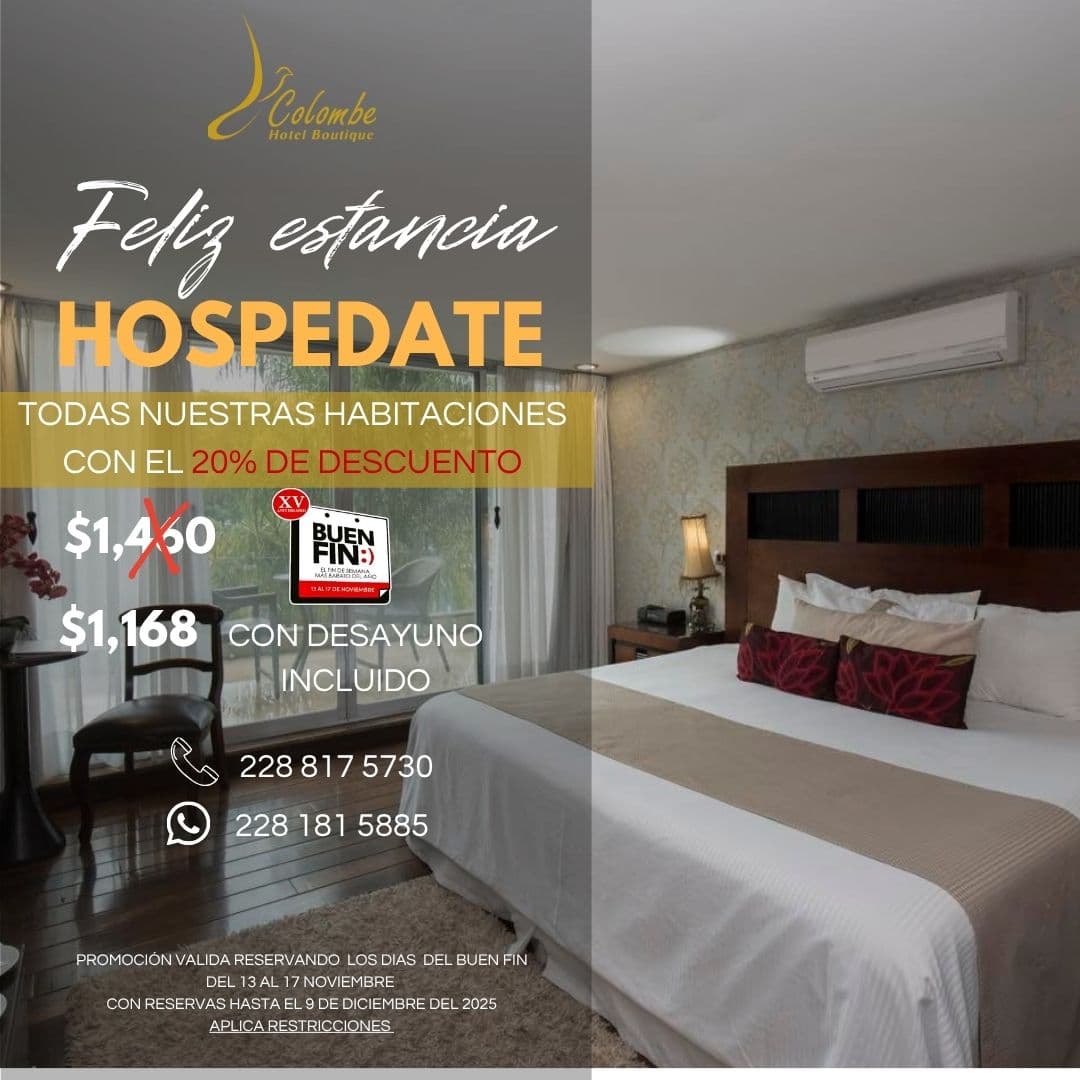 Disfruta 20% de descuento en todas nuestras habitaciones 🏨